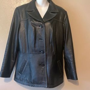 Wilson’s Leather Coat Maxima button down pockets